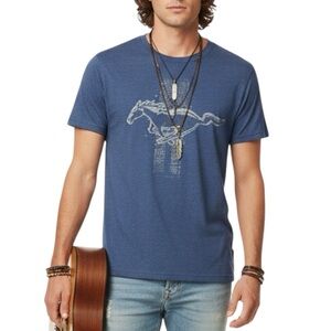 Official Ford Mustang Pony Logo Graphic Mens Blue T-shirt Medium